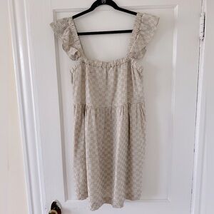 Madewell Flutter-Sleeve Square-Neck Mini Dress in Striped Jacquard